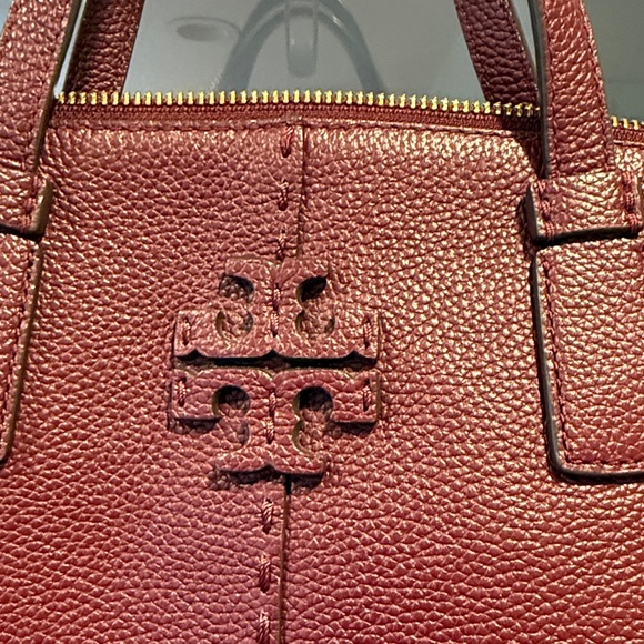 Tory Burch Merlot Pebbled Leather Satchel - Picture 2 of 7